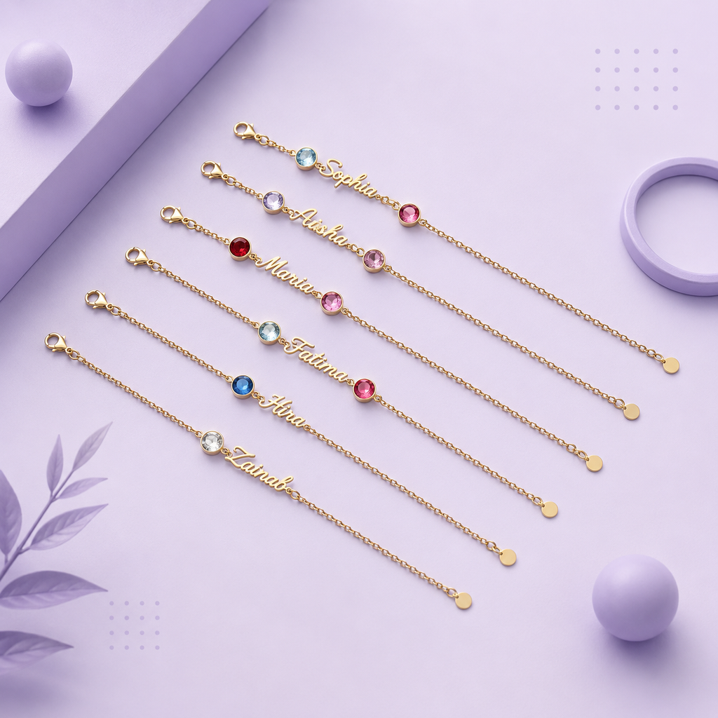 Personalized Name & Birthstone Bracelet