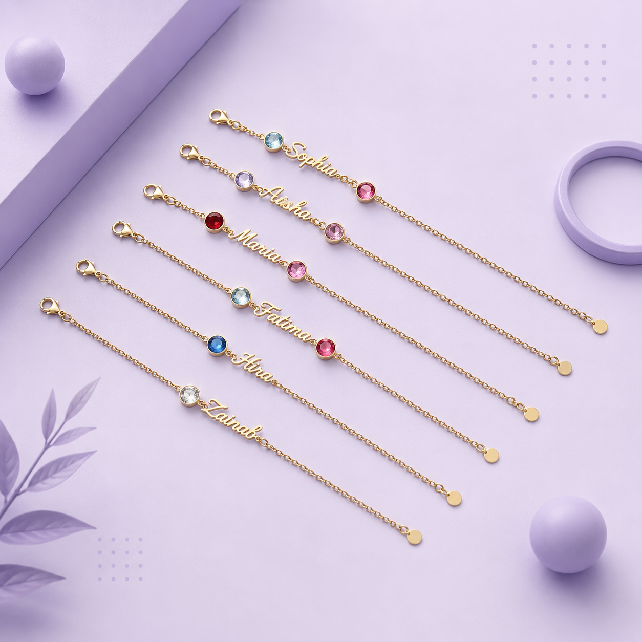 Personalized Name & Birthstone Bracelet