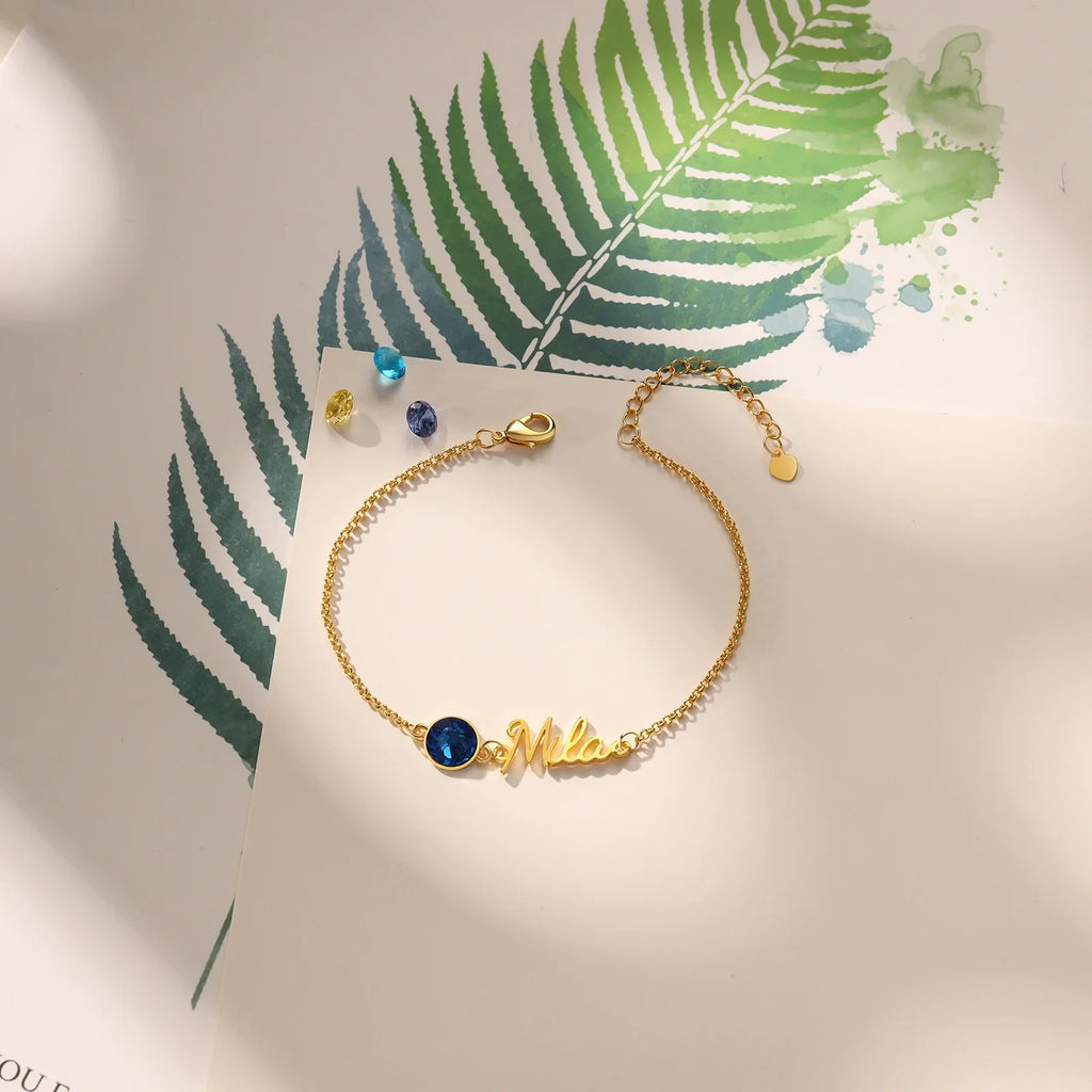 Personalized Name & Birthstone Bracelet