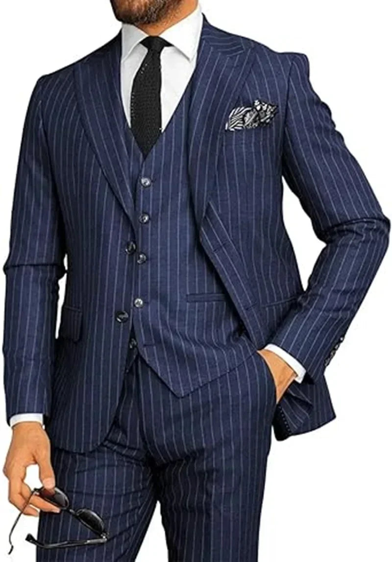 Men's 3-Piece Pinstripe Suit Set