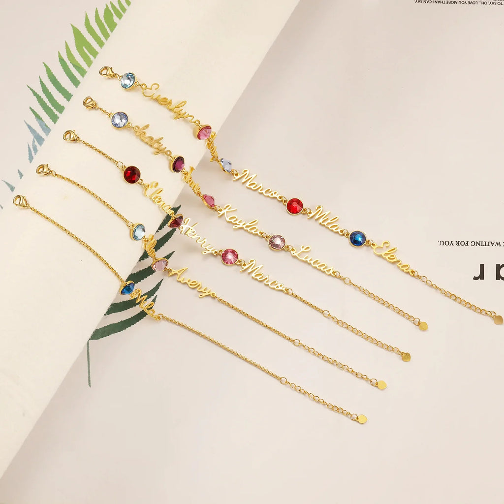 Personalized Name & Birthstone Bracelet