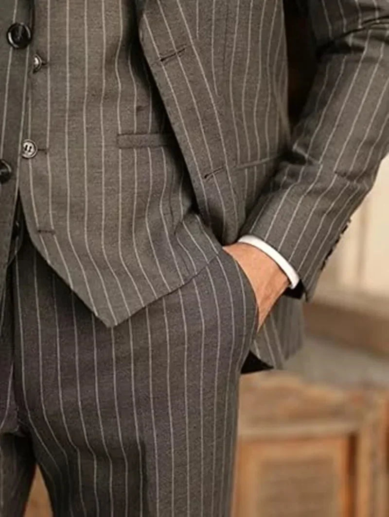 Men's 3-Piece Pinstripe Suit Set