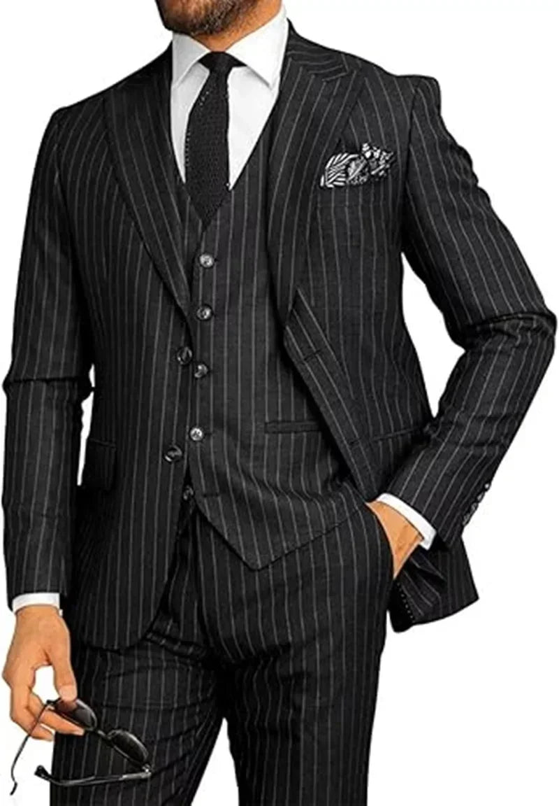 Men's 3-Piece Pinstripe Suit Set