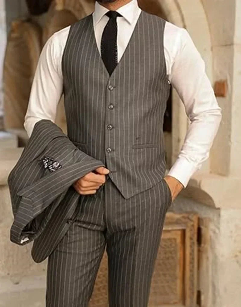 Men's 3-Piece Pinstripe Suit Set