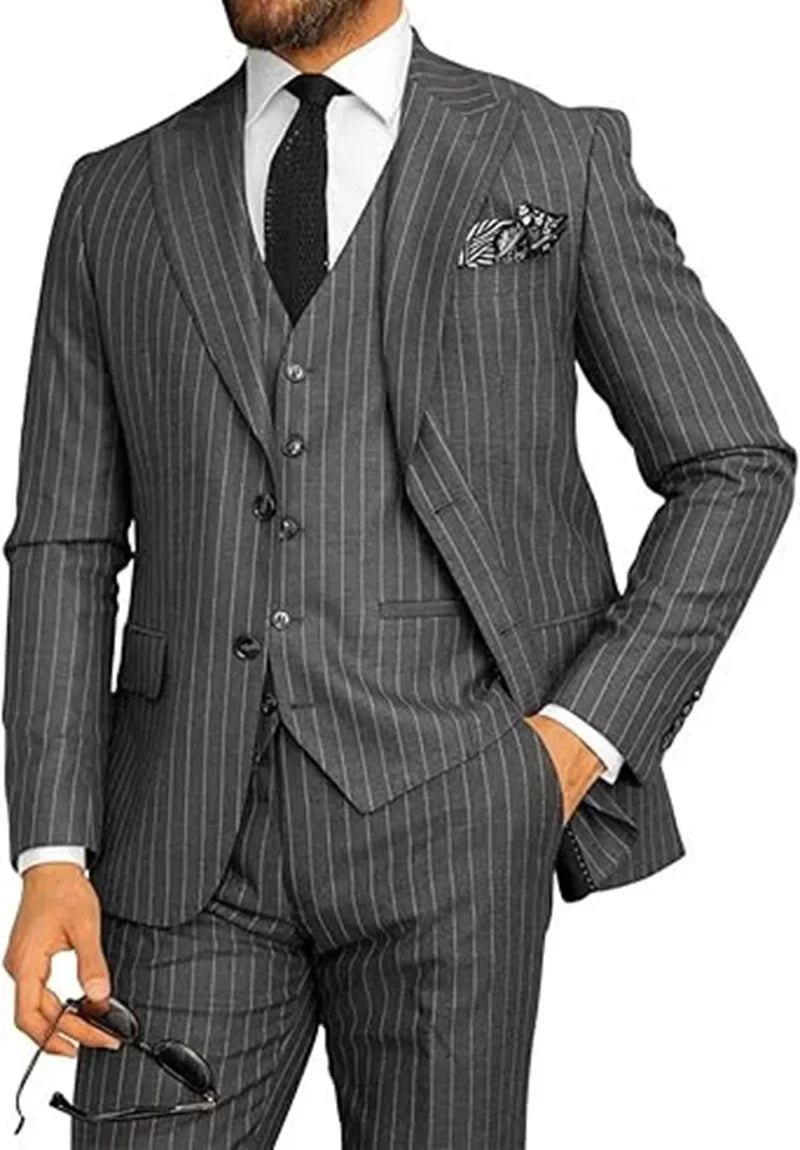 Men's 3-Piece Pinstripe Suit Set