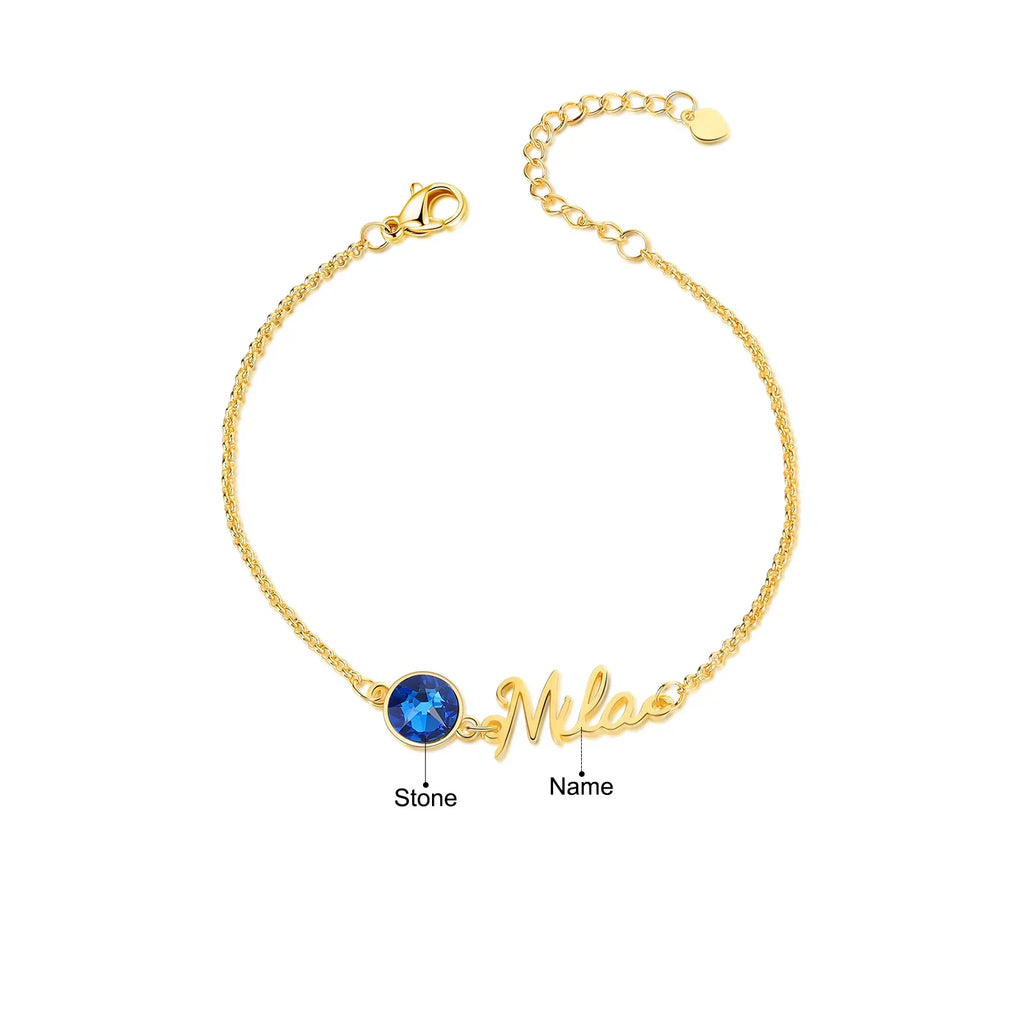 Personalized Name & Birthstone Bracelet