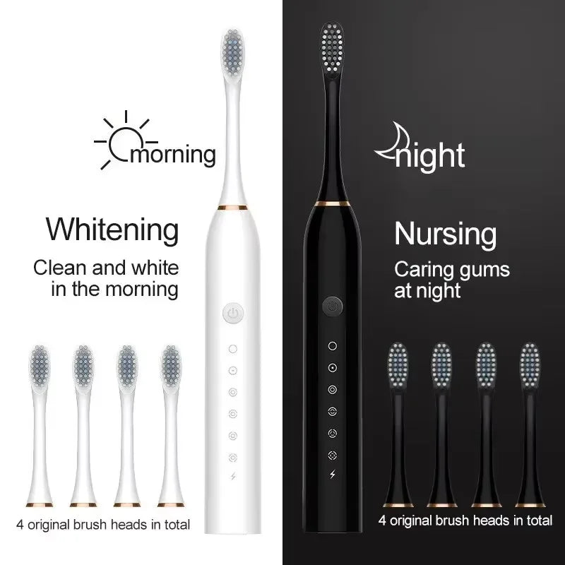 Electric ultrasonic toothbrush with six speed modes, USB rechargeable