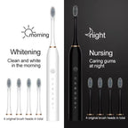 Electric ultrasonic toothbrush with six speed modes, USB rechargeable