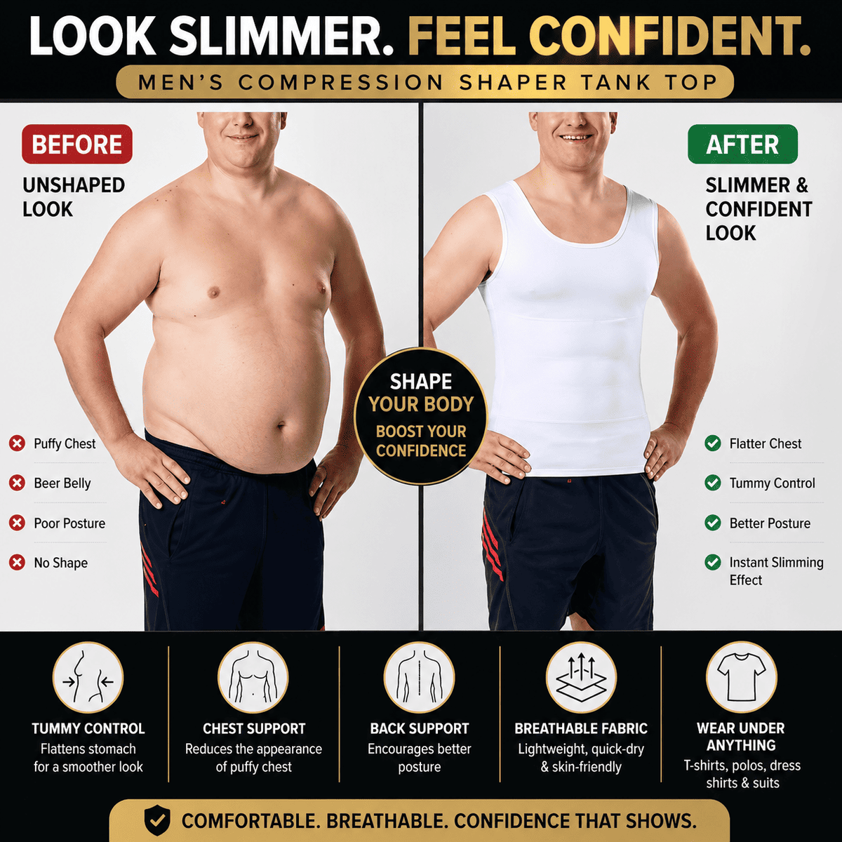 Men’s Compression Shirt | Slimming & Body Shaper